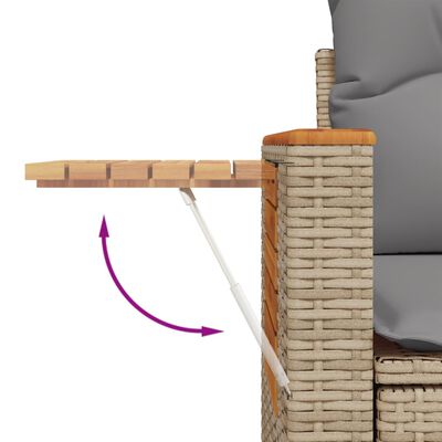 vidaXL Canapé de jardin avec coussins 2 places beige résine tressée