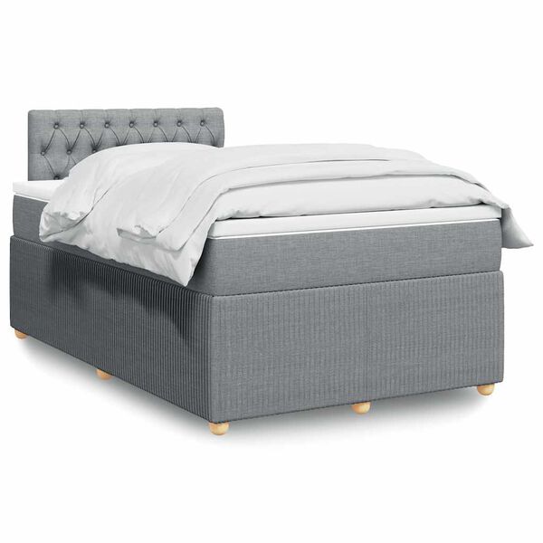 vidaXL Sommier &agrave; lattes de lit et matelas gris clair 120x190 cm tissu