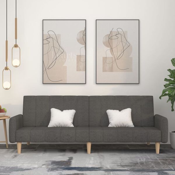 vidaXL Canap&eacute;-lit &agrave; 2 places Gris fonc&eacute; Tissu