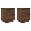VidaXL Tables de chevet avec lumi&egrave;res LED 2pcs ch&ecirc;ne marron 38x34x50cm