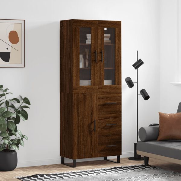 vidaXL Buffet haut Ch&ecirc;ne marron 69,5x34x180 cm Bois d'ing&eacute;nierie