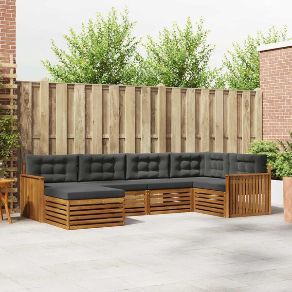 vidaXL Ensemble de canap&eacute;s d'ext&eacute;rieur 6 pcs Naturel et Anthracite