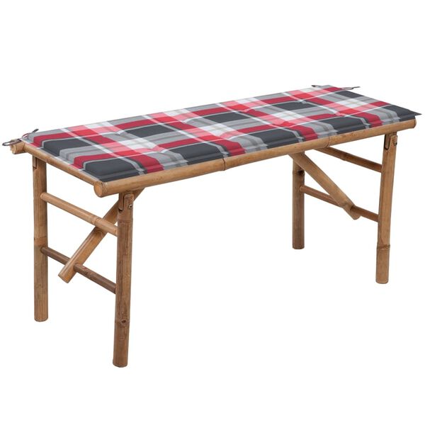 vidaXL Banc de jardin pliable avec coussin 118 cm Bambou