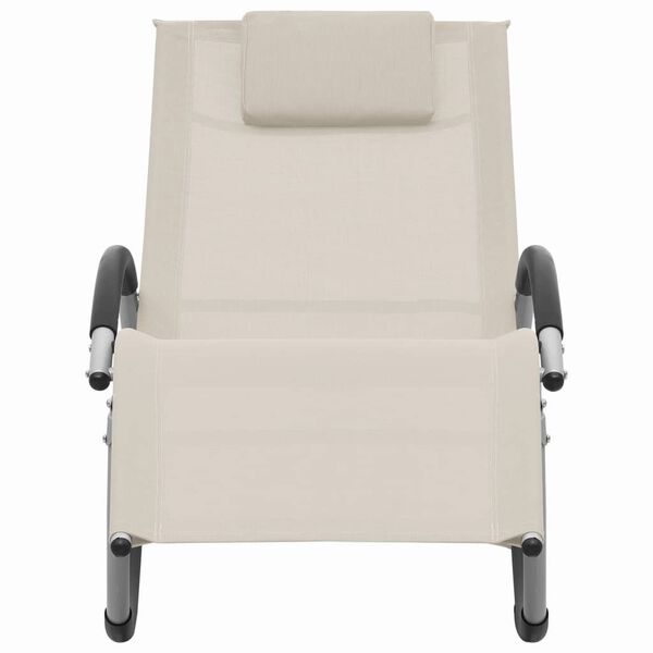 vidaXL Chaise longue avec oreiller Cr&egrave;me Textil&egrave;ne
