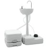 vidaXL Kit de Toilettes de Camping 2 pi&egrave;ces Gris et blanc