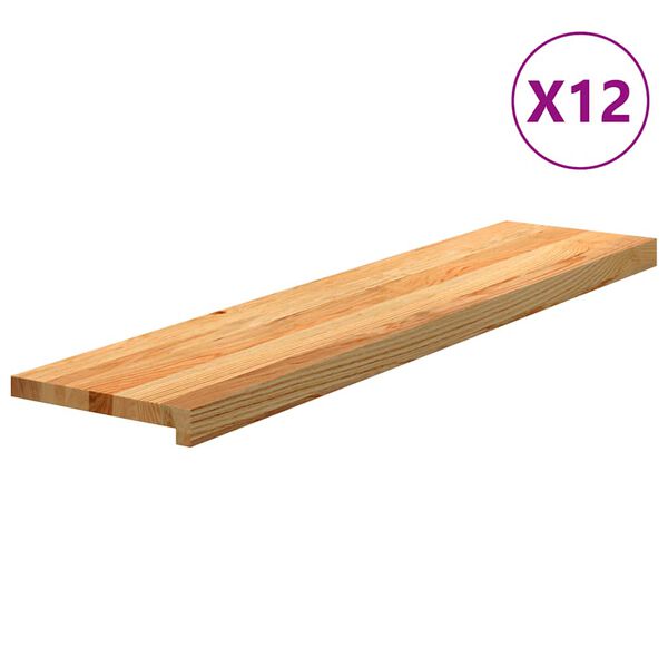 vidaXL Marches d'escalier 12 pcs marron clair 110x25x2 cm ch&ecirc;ne massif