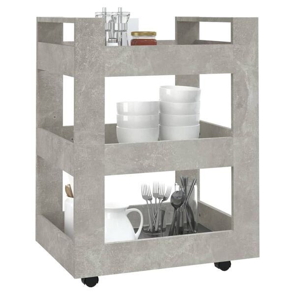 vidaXL Chariot de cuisine Gris béton 60x45x80 cm Bois d'ingénierie
