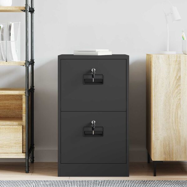 vidaXL Cabinet de Dossier Noir 44 x 50 x 106.5 cm Acier Lamin&eacute; &agrave; Froid