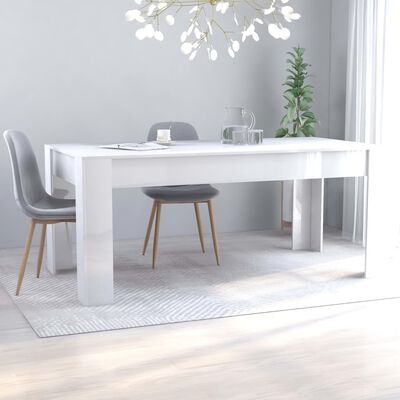 vidaXL Table de salle à manger Blanc brillant 180x90x76 cm Aggloméré
