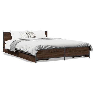 vidaXL Cadre de lit avec tiroirs sans matelas chêne marron 140x190 cm