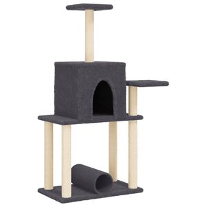 vidaXL Arbre &agrave; chat avec griffoirs en sisal gris fonc&eacute; 122 cm