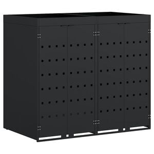 vidaXL Rangement de poubelle &agrave; roulettes pour 5 poubelles Gris clair