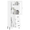 vidaXL Buffet haut Blanc 69,5x34x180 cm Bois d'ing&eacute;nierie