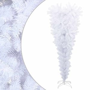 vidaXL Sapin de No&euml;l artificiel invers&eacute; PVC, steel Blanc
