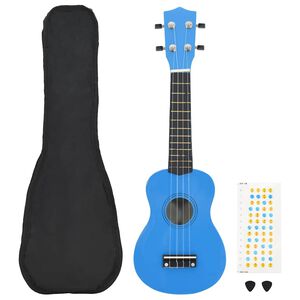vidaXL Jeu de ukul&eacute;l&eacute; soprano avec sac pour enfants Bleu azur&eacute; 21"