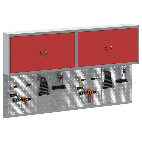 vidaXL Ensemble d'armoires &agrave; outils 6 pcs Rouge Acier enduit de poudre