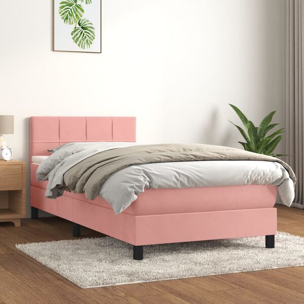 vidaXL Sommier &agrave; lattes de lit et matelas Rose 80x200 cm Velours