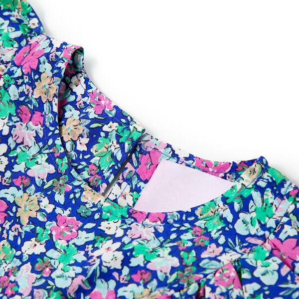 Robe pour enfants à manches à volants bleu cobalt 140