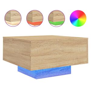 vidaXL Table basse avec lumi&egrave;res LED ch&ecirc;ne sonoma 55x55x31 cm