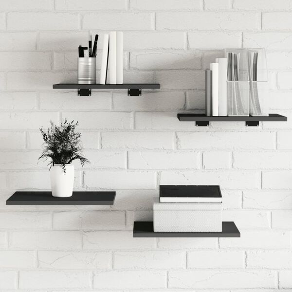 vidaXL Panneaux de biblioth&egrave;que 4 pcs Gris 40x30x1,5 cm Agglom&eacute;r&eacute;