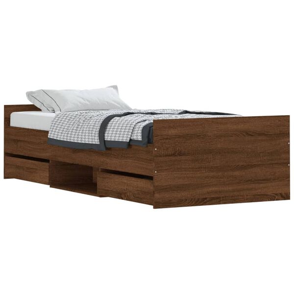 vidaXL Cadre de lit sans matelas ch&ecirc;ne marron 100x200 cm