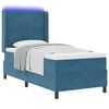 vidaXL Lit &agrave; ressorts avec matelas avec LED Bleu 100 x 200 cm Velours