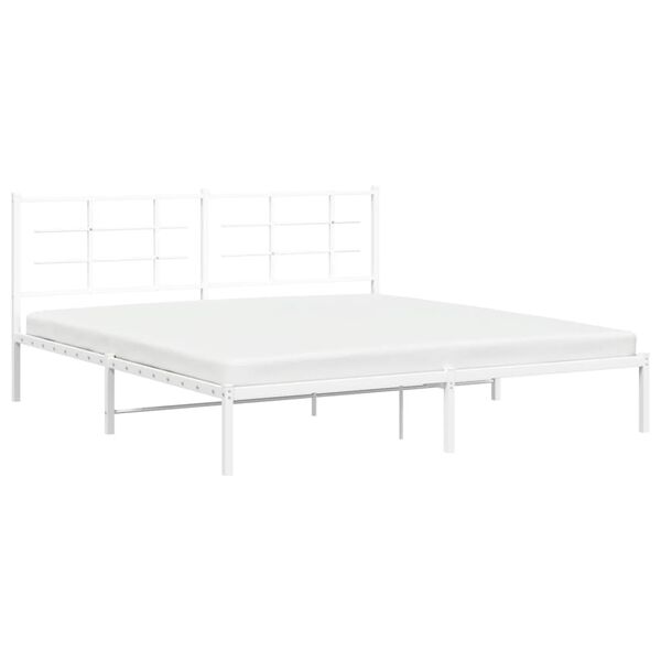 vidaXL Cadre de lit m&eacute;tal sans matelas et t&ecirc;te de lit blanc 183x213 cm