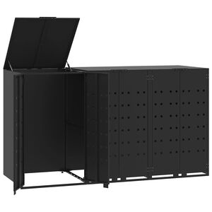 vidaXL Rangement &agrave; roulettes pour poubelles pour 3 bacs noir acier