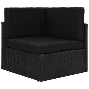 vidaXL Canap&eacute; d'angle sectionnel R&eacute;sine tress&eacute;e Noir