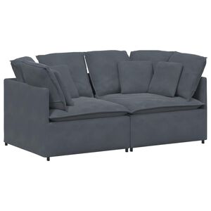 vidaXL Canap&eacute; modulaire avec coussins en velours gris fonc&eacute;