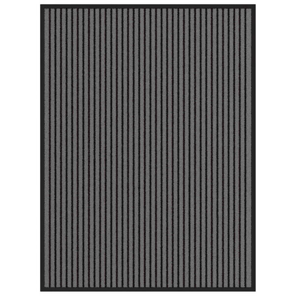 vidaXL Paillasson noir et gris &agrave; rayures 90x120 cm
