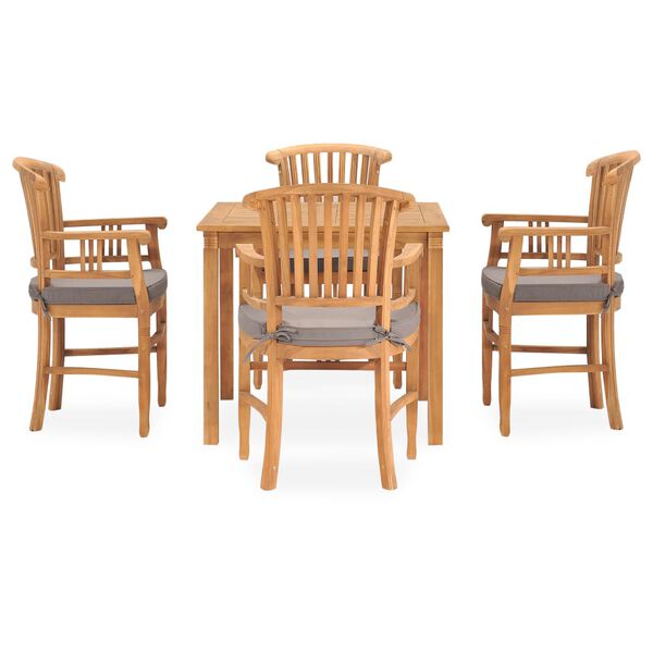 vidaXL Ensemble &agrave; manger de jardin 5pcs avec coussins bois teck solide