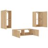 vidaXL Meuble TV muraux 3 pcs avec lumi&egrave;res LED ch&ecirc;ne sonoma