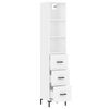 vidaXL Buffet haut Blanc 34,5x34x180 cm Bois d'ing&eacute;nierie