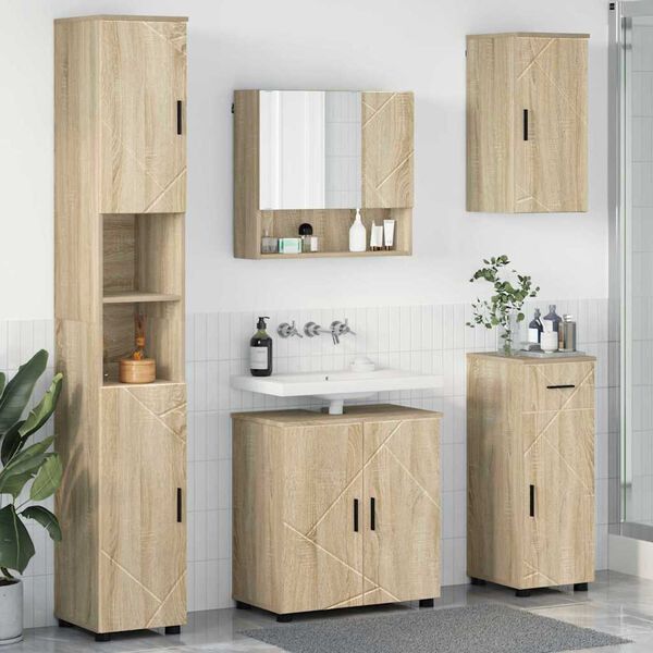vidaXL Ensemble de mobilier de salle de bain 5 pcs Ch&ecirc;ne Sonoma