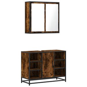 vidaXL Ensemble de meubles de salle de bain 2 pcs Ch&ecirc;ne fum&eacute;