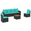 vidaXL Ensemble de canap&eacute; de jardin 7 pcs avec coussins noir r&eacute;sine tress&eacute;e