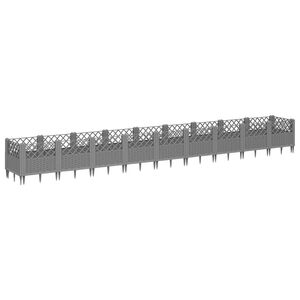 vidaXL Jardini&egrave;re avec piquets gris clair 363,5x43,5x43,5 cm PP