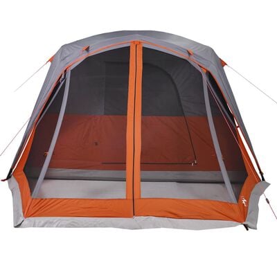 vidaXL Tente familiale et porche 6 personnes gris orange imperméable