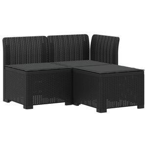 vidaXL Canap&eacute; de jardin 3 places avec coussins look rattan PP