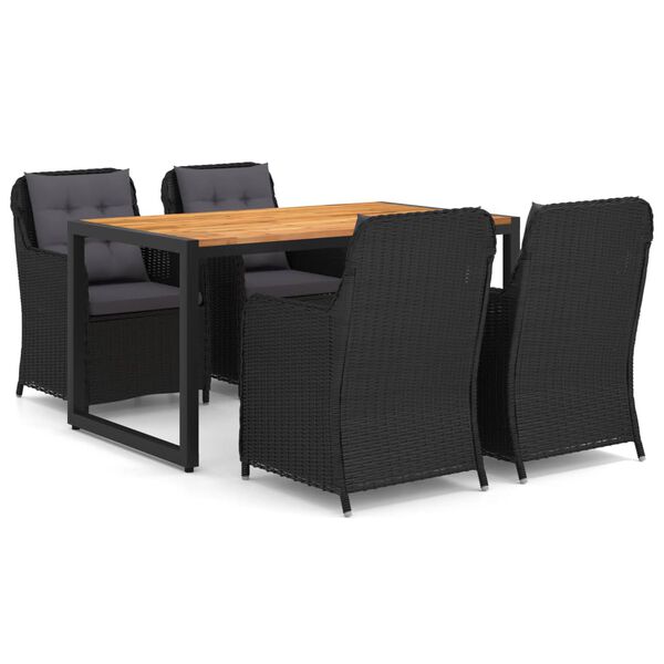 vidaXL Ensemble &agrave; manger de jardin 5 pcs noir