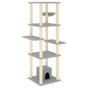 vidaXL Arbre &agrave; chat avec griffoirs en sisal Gris clair 154 cm