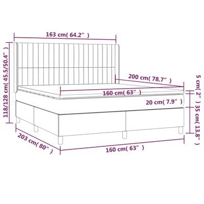 vidaXL Sommier à lattes de lit avec matelas Crème 160x200 cm Tissu