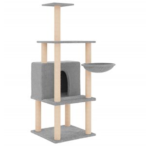 vidaXL Arbre &agrave; chat avec griffoirs en sisal gris clair 132 cm