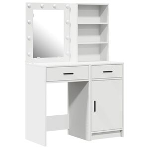 vidaXL Ensemble de table de maquillage avec LED 2 pc Blanc