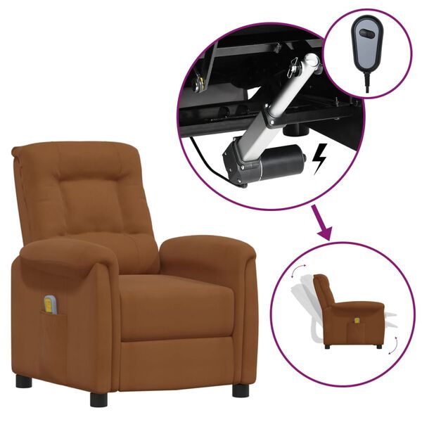 vidaXL Fauteuil de massage Marron Tissu microfibre