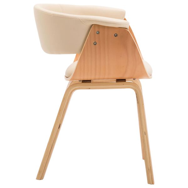 vidaXL Chaise &agrave; manger cr&egrave;me bois courb&eacute; et similicuir