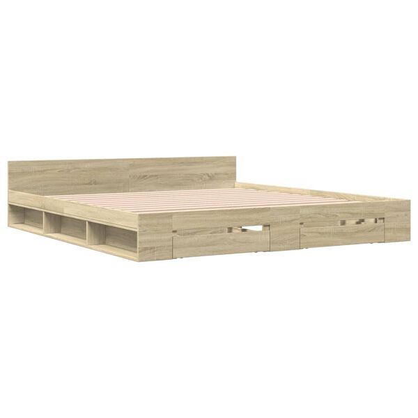 vidaXL Cadre de lit avec tiroirs sans matelas ch&ecirc;ne sonoma 180x200 cm