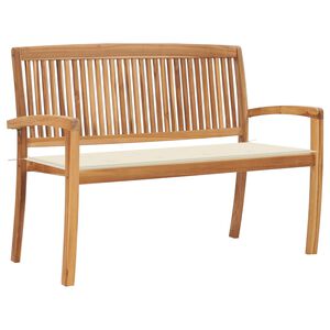 vidaXL Banc de jardin empilable et coussin 128,5cm Bois de teck massif