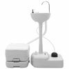 vidaXL Kit de Toilettes de Camping 2 pcs Gris et blanc
